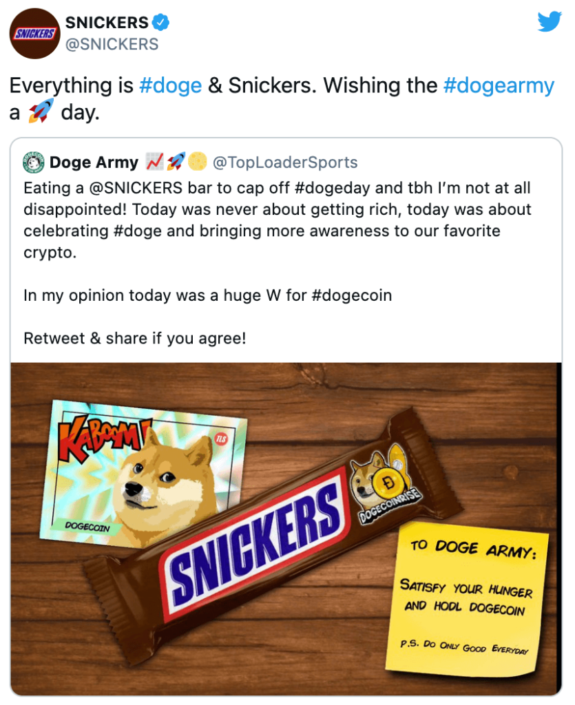 snickers, memecoin, doge army